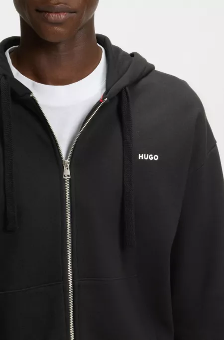 Cotton-terry zip-up hoodie with logo print