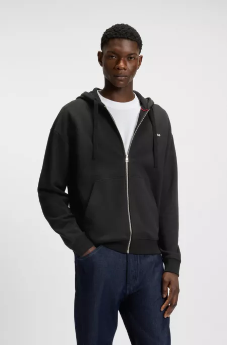 Cotton-terry zip-up hoodie with logo print