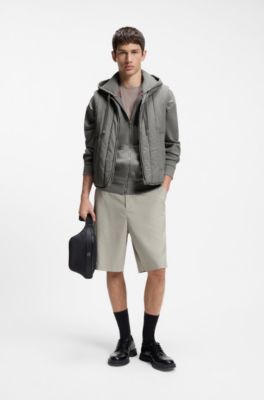 Cotton-terry zip-up hoodie with logo print, Dark Grey