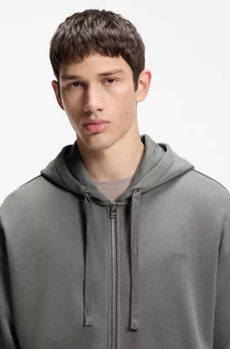 Cotton-terry zip-up hoodie with logo print