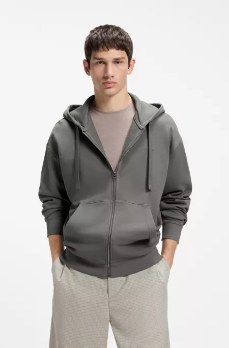 Cotton-terry zip-up hoodie with logo print