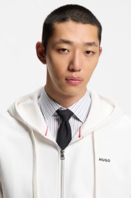 Relaxed-fit hoodie in cotton terry with logo detail, White