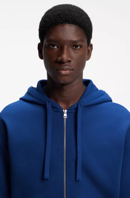 Cotton-terry zip-up hoodie with logo print