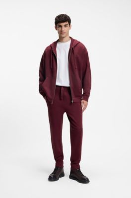 Cotton-terry zip-up hoodie with logo print, Dark pink