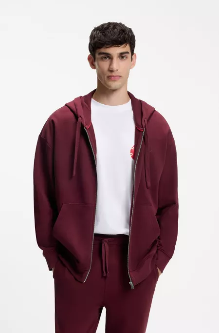 Cotton-terry zip-up hoodie with logo print