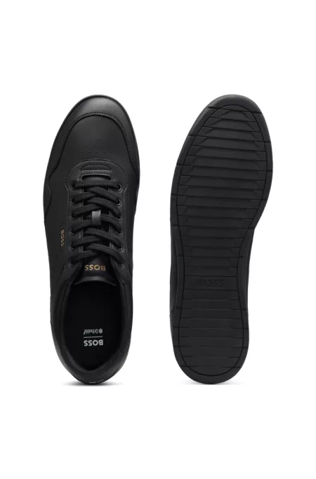 Nappa-leather trainers with gold-tone branding