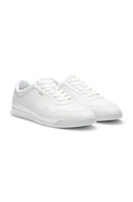 Nappa-leather trainers with gold-tone branding, White