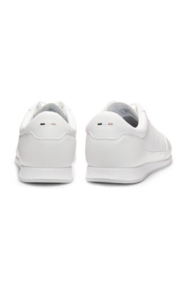 Nappa-leather trainers with gold-tone branding, White