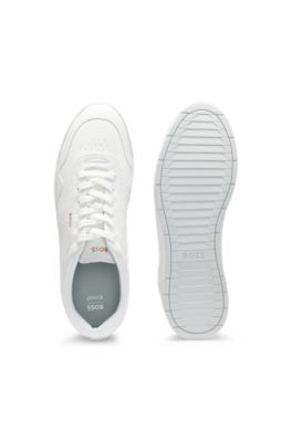 Deportivas de piel de napa con detalles dorados de la marca, Blanco