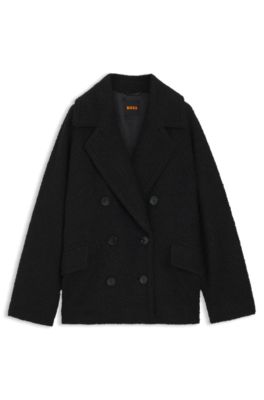 Gab&aacute;n boxy fit con textura de boucl&eacute;, Negro