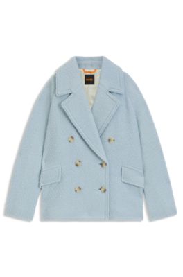 Caban coat with boxy fit, Light Blue