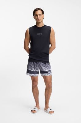 Chanclas fabricadas en Italia con logo apilado en el empeine, Blanco