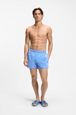 Italian-made slides with stacked-logo uppers, Blue