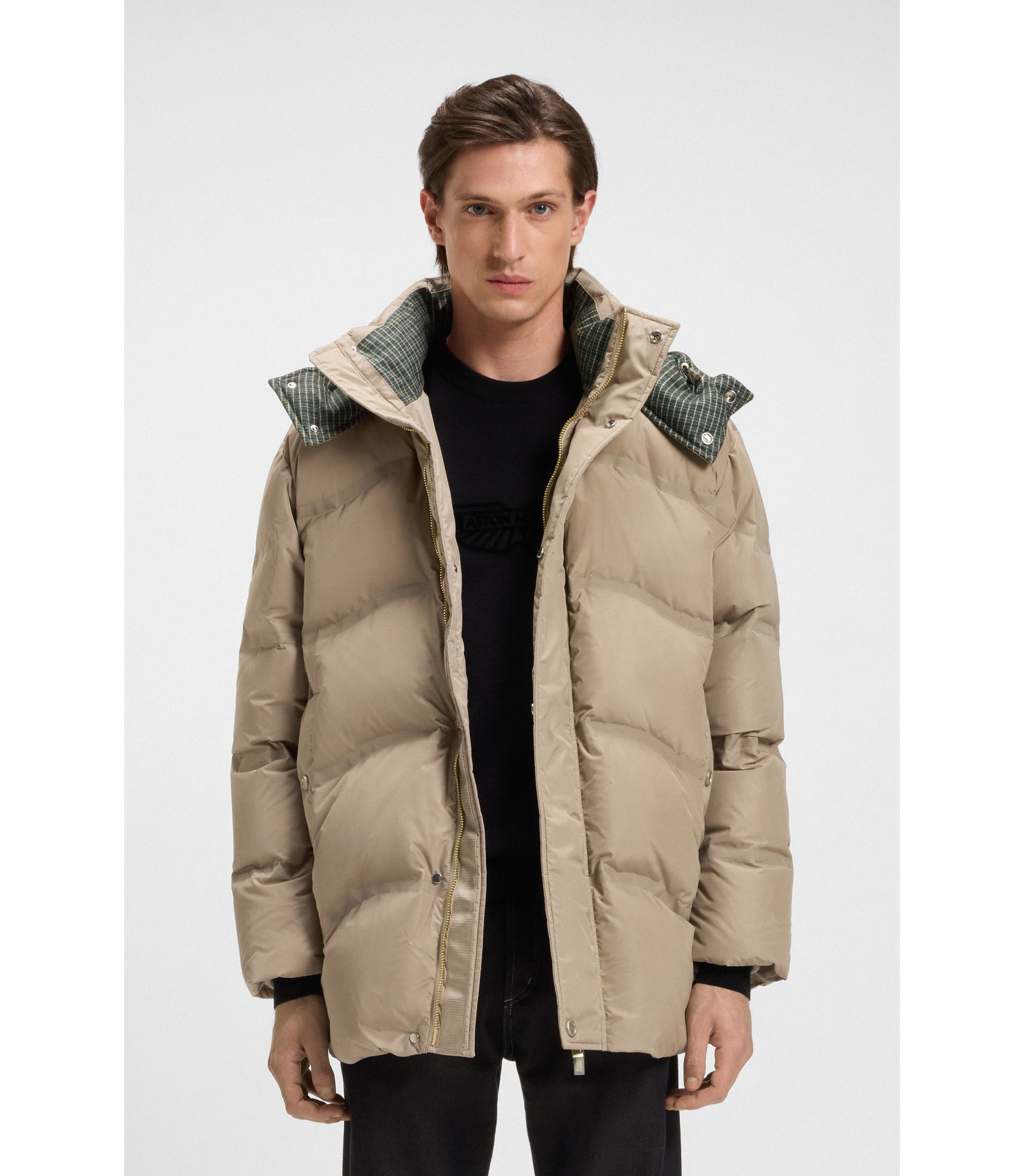 BOSS - BOSS x ASTON MARTIN puffer jacket with tweed trims - Khaki