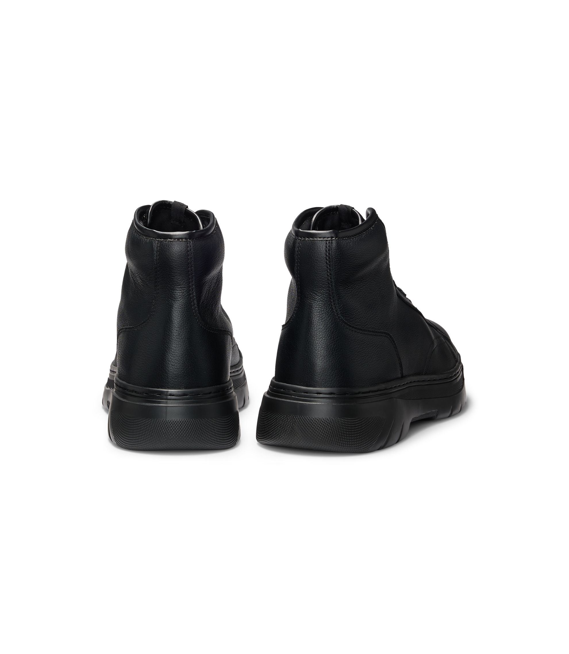 Hugo Boss Black Mid/High Top Brogue Boots HUGO - Brogue-detail Chelsea boots in leather - Black main image 2