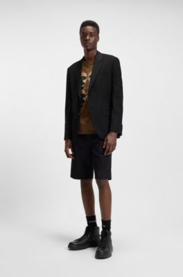 Botas de estilo monta&ntilde;ero con empeines de piel y tejido, Negro