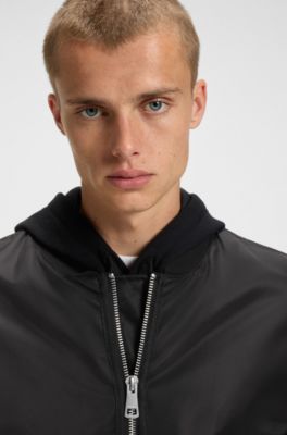 Sleeve-pocket jacket with water-repellent finish, Black