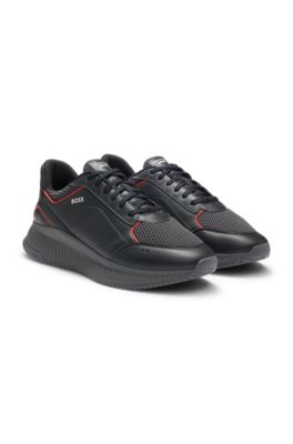 Deportivas Porsche x BOSS de piel y malla, Gris oscuro
