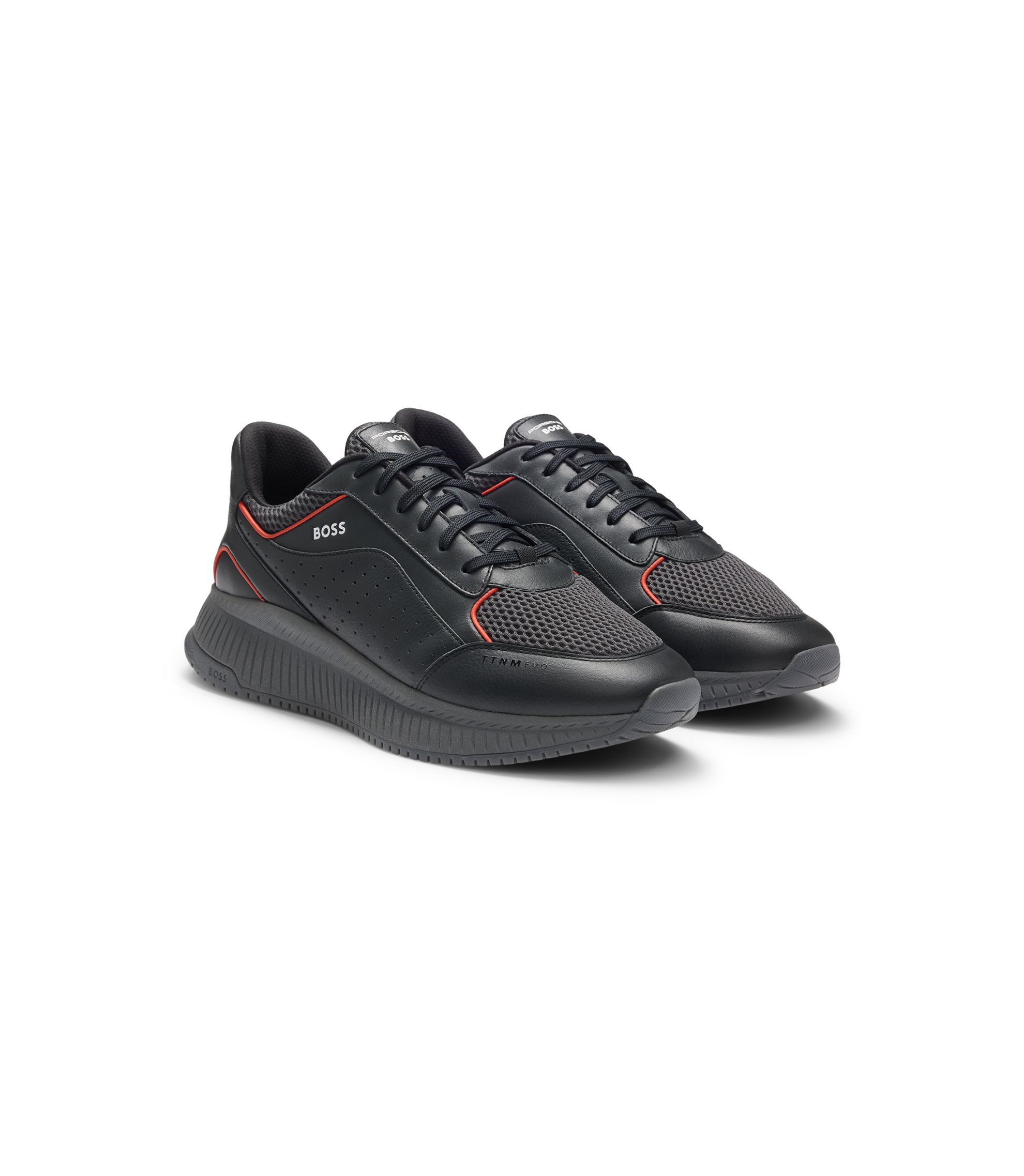 BOSS - Porsche x BOSS trainers with mesh and leather - Dark Grey
