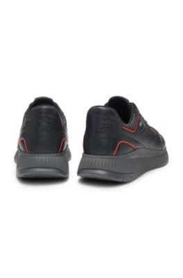 Deportivas Porsche x BOSS de piel y malla, Gris oscuro