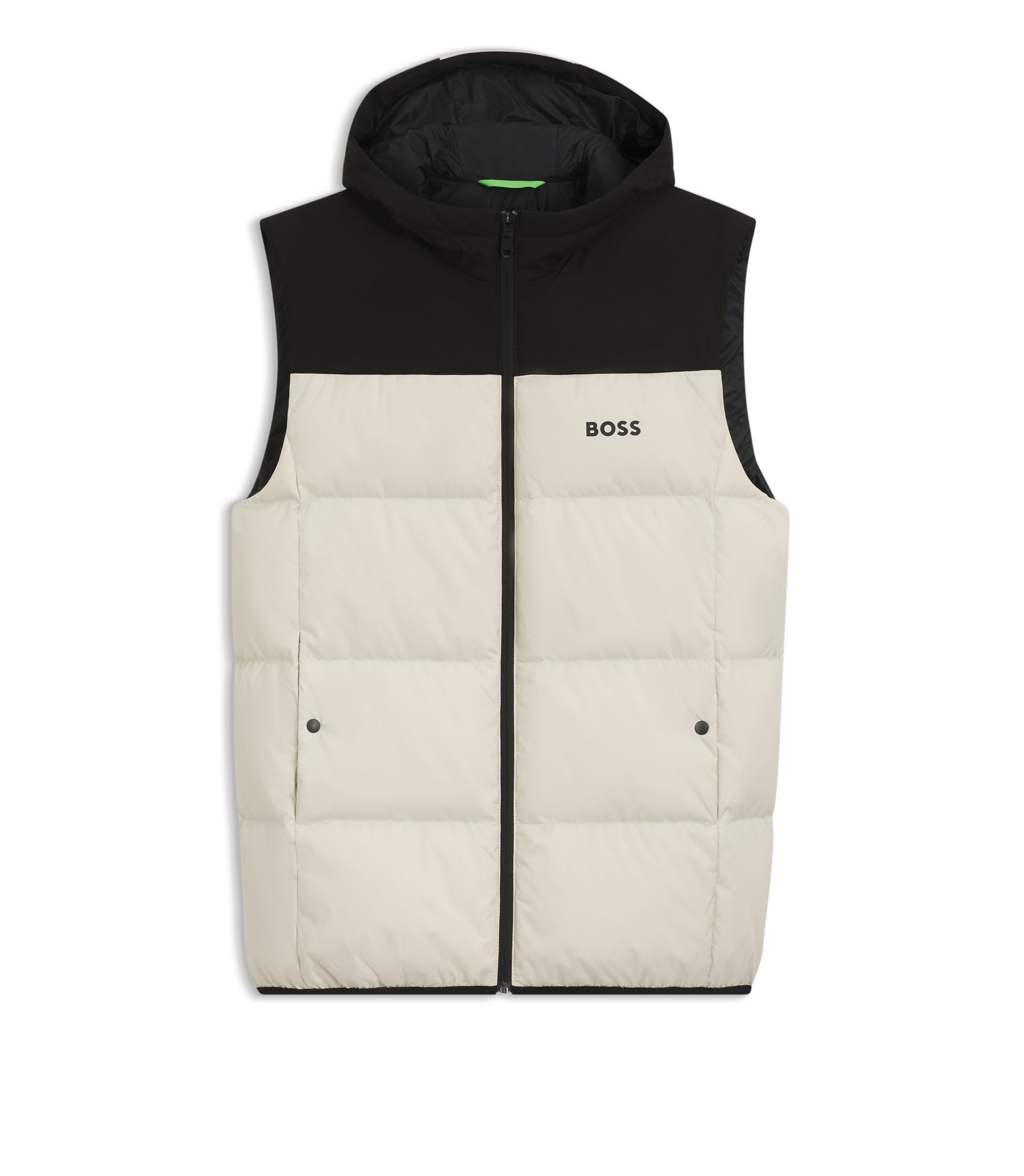 BOSS - Water-repellent hooded vest with down filling - White