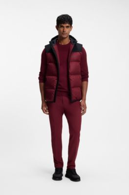 Doudoune &agrave; capuche sans manches d&eacute;perlante avec garnissage en duvet, Rose fonc&eacute;