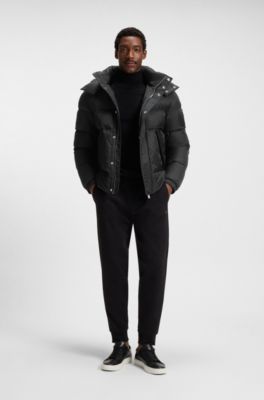 Monogram-jacquard jacket with water-repellent finish, Black