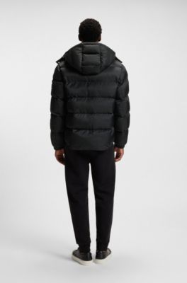 Monogram-jacquard jacket with water-repellent finish, Black