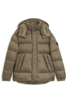 Monogram-jacquard jacket with water-repellent finish, Light Brown