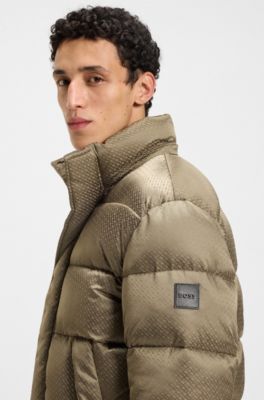 Monogram-jacquard jacket with water-repellent finish, Light Brown