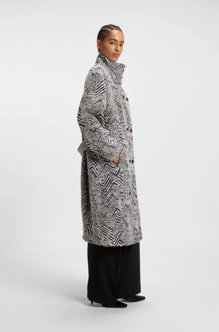 Herringbone-bouclé coat in a regular fit