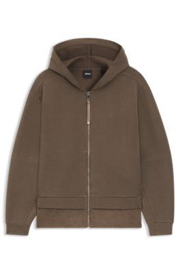 Sweat &agrave; capuche Regular zipp&eacute; en m&eacute;lange de mati&egrave;res, Gris sombre