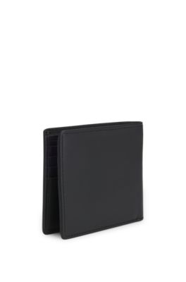 Split-logo wallet in matte leather, Black