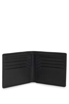Split-logo wallet in matte leather, Black