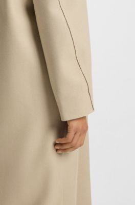 Double-breasted coat in virgin wool and cashmere, Light Beige