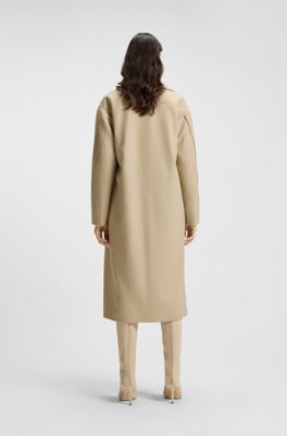 Double-breasted coat in virgin wool and cashmere, Light Beige