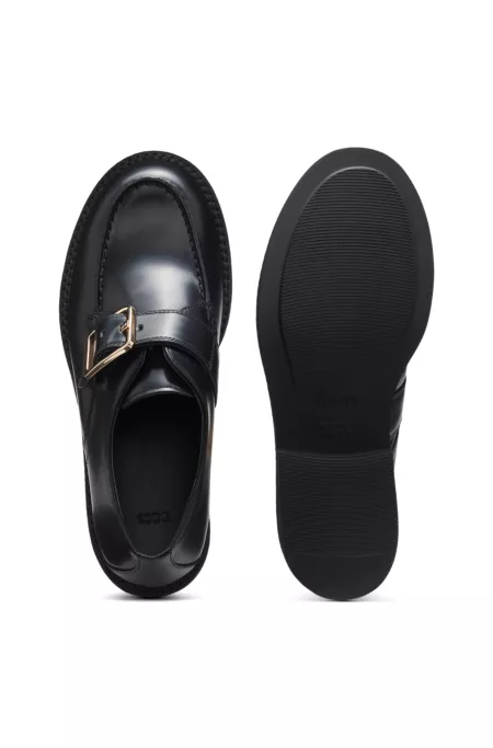 Leather monk shoes with buckled strap
