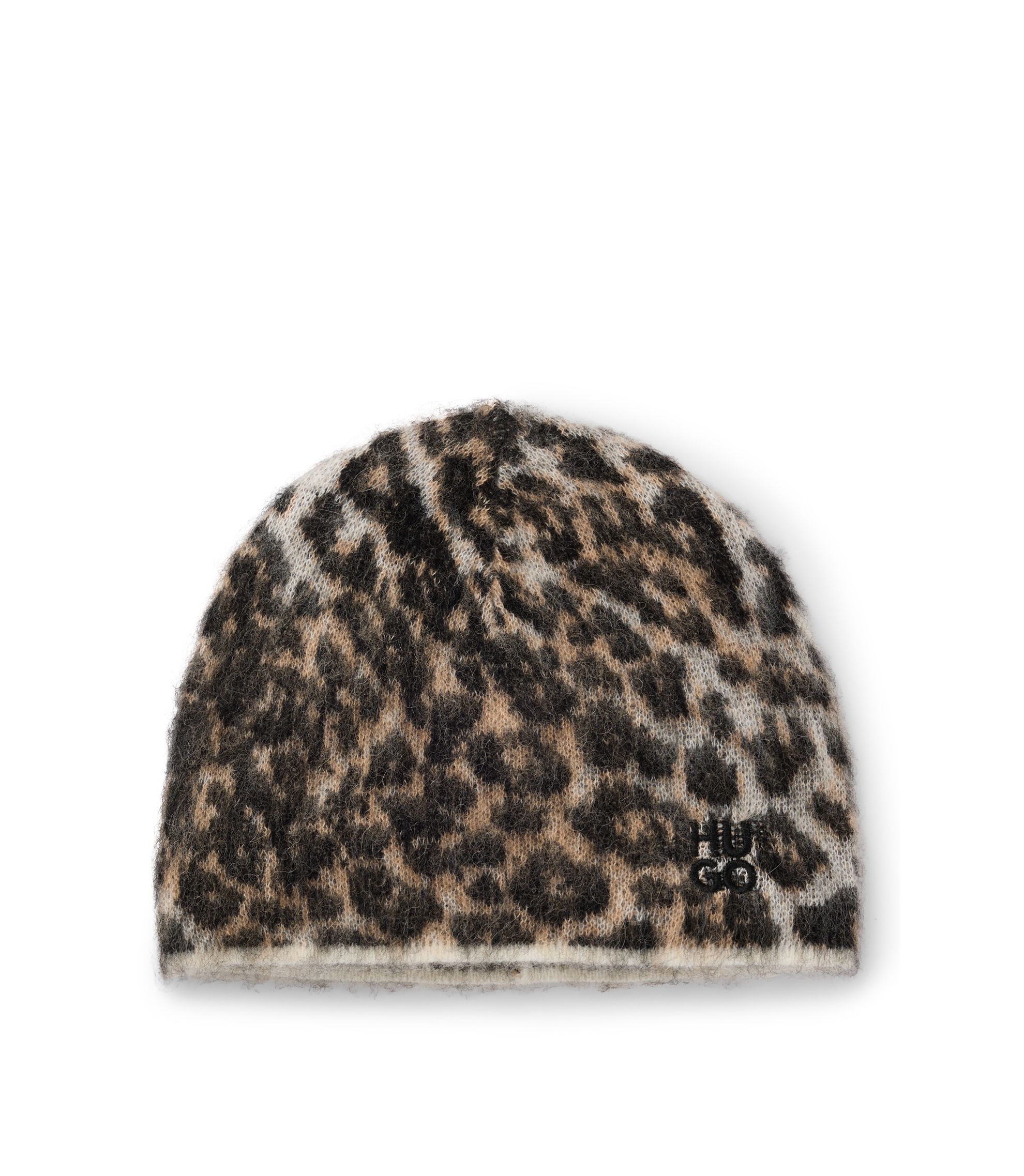 HUGO - Leopard-jacquard beanie hat - Patterned display picture 1