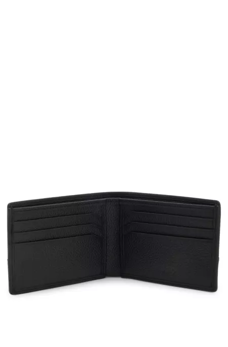 Leather wallet with stacked-logo trim