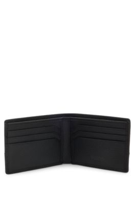Cartera de piel con logo apilado, Negro