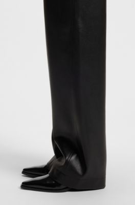 Polished-leather ankle boots with Cuban heel, Black