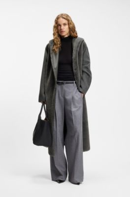 Manteau chin&eacute; en laine m&eacute;lang&eacute;e, Gris sombre