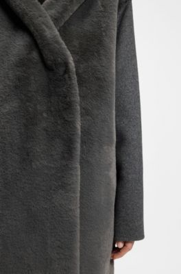 Melange coat in a wool blend, Dark Grey