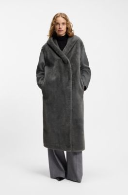 Melange coat in a wool blend, Dark Grey