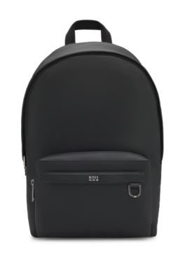 Backpack with structured and plain effects, Black