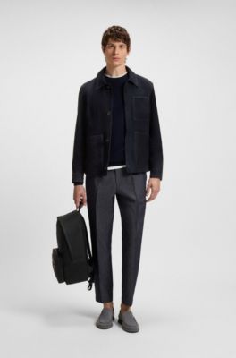 Backpack with structured and plain effects, Black