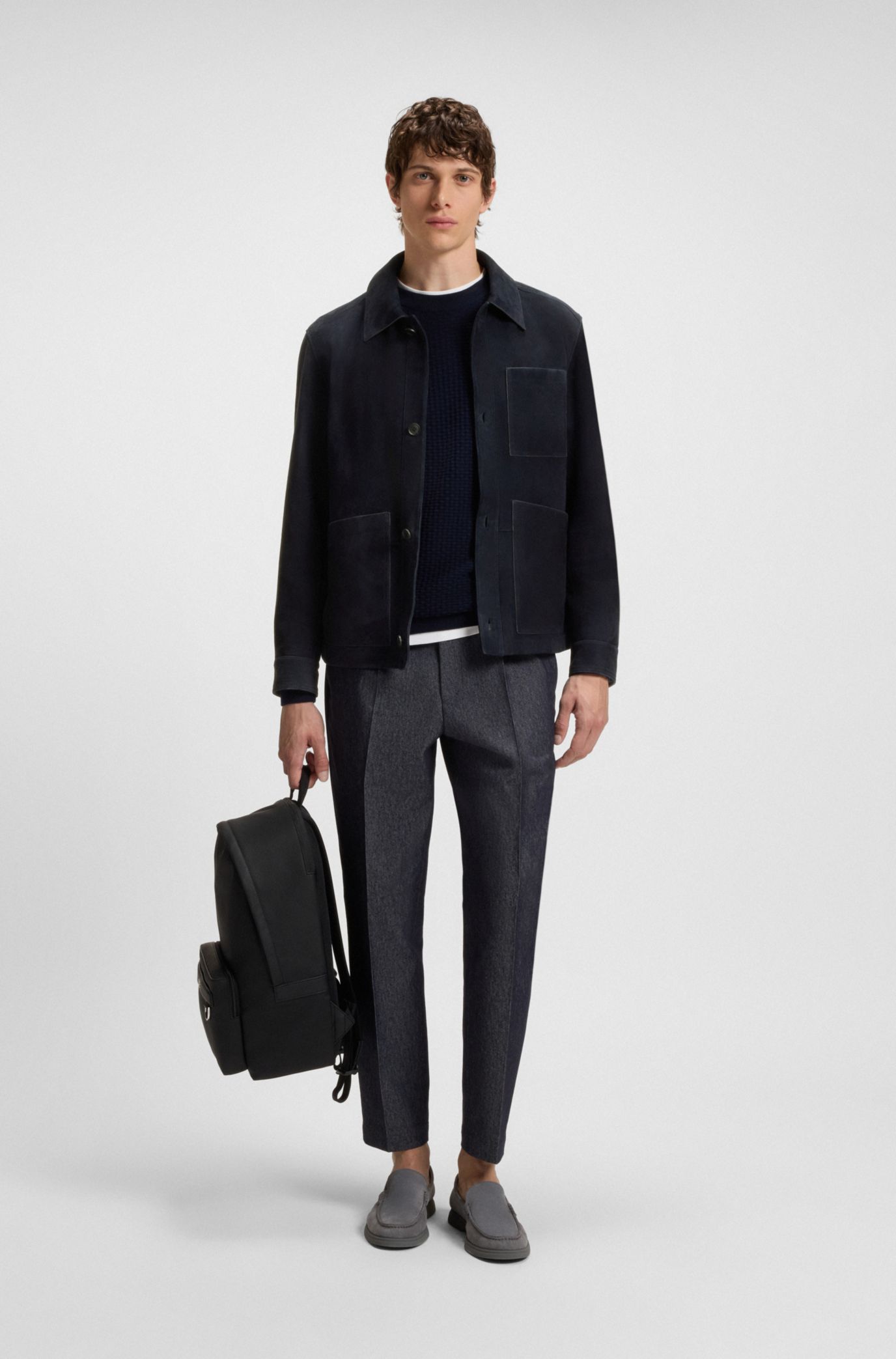 BOSS - Backpack with smooth and structured finishes - Black