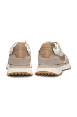 Deportivas de piel abatanada con suela robusta, Beige
