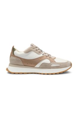 Deportivas de piel abatanada con suela robusta, Beige