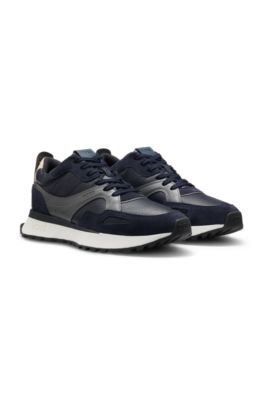 Trainers in tumbled leather, Light Blue